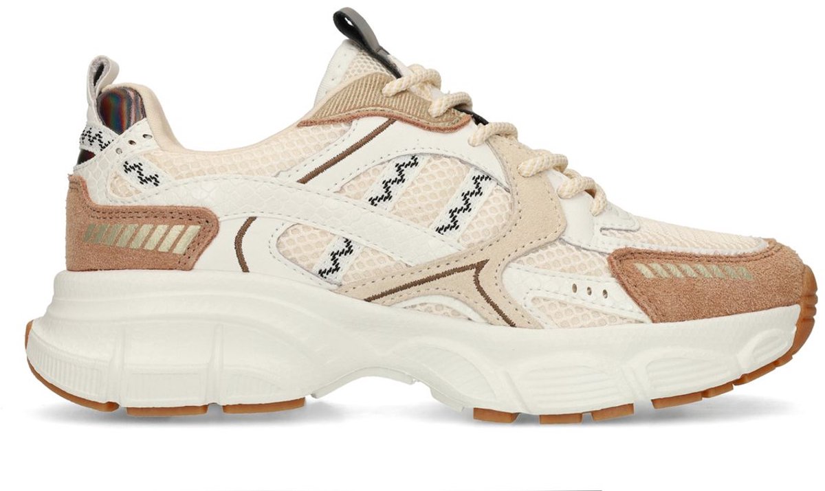 Braune Sneaker mit Mesh-Details in Braun und Weiß