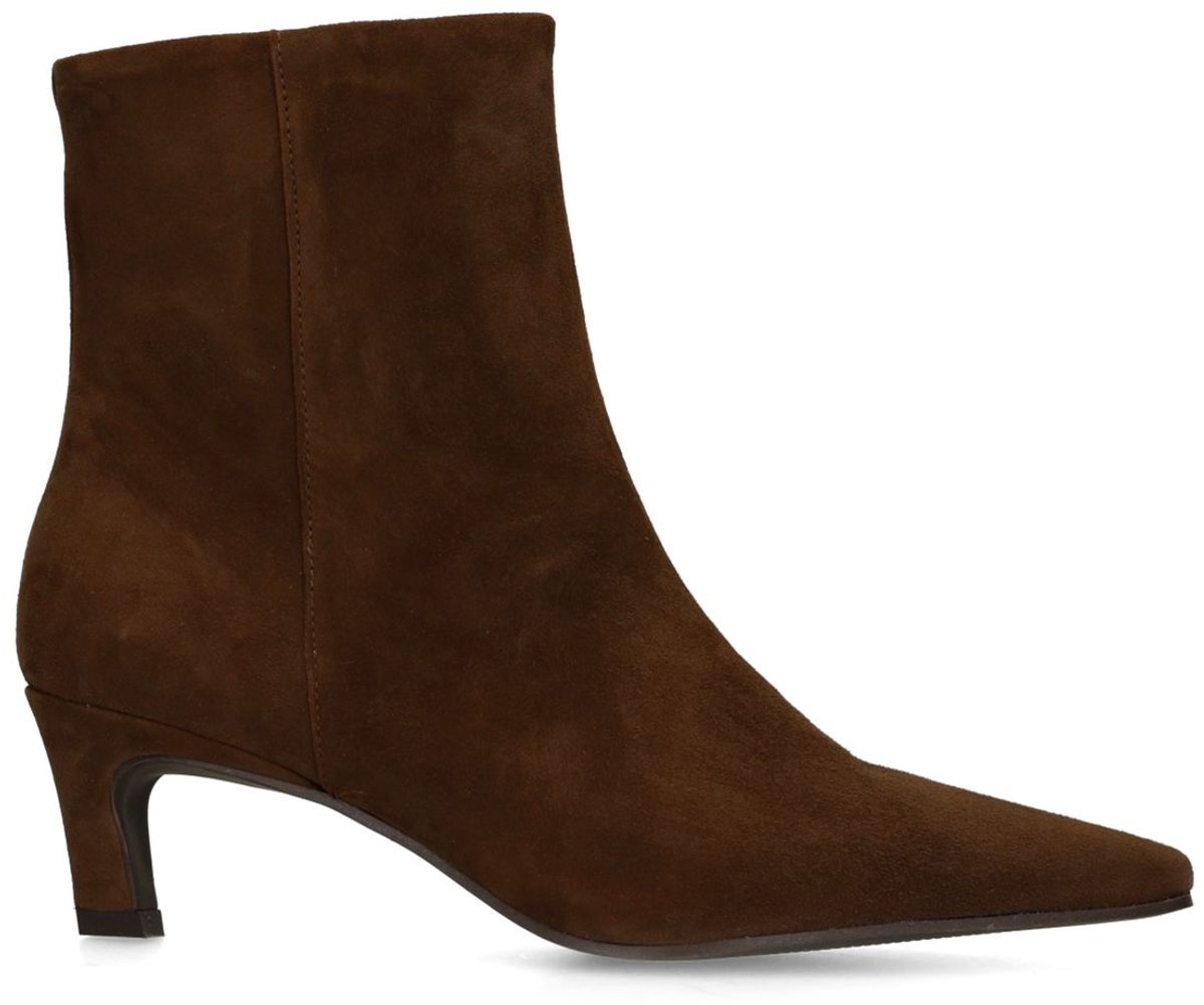 Braune Veloursleder-Stiefeletten mit Absatz