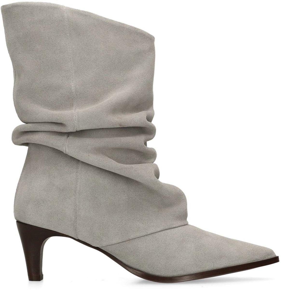 Graue slouchy Boots aus Veloursleder