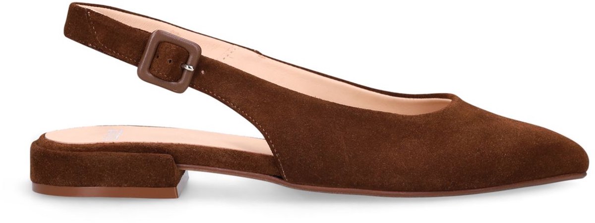 Taupefarbene Slingbacks aus Veloursleder