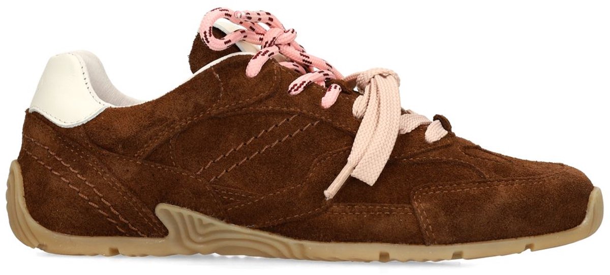 Braune Veloursleder-Sneaker mit zwei Schnürungen