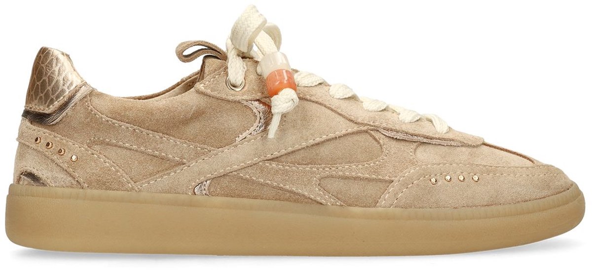 Beigefarbene Veloursleder-Sneaker