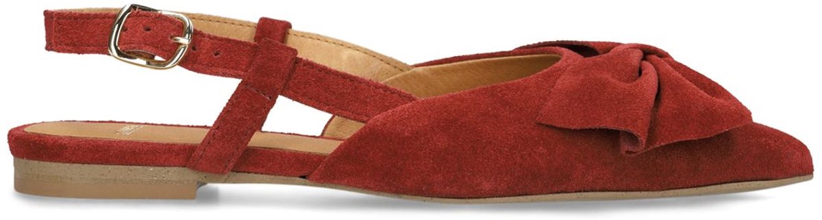 Bordeauxrote Veloursleder-Slingbacks mit Schleife