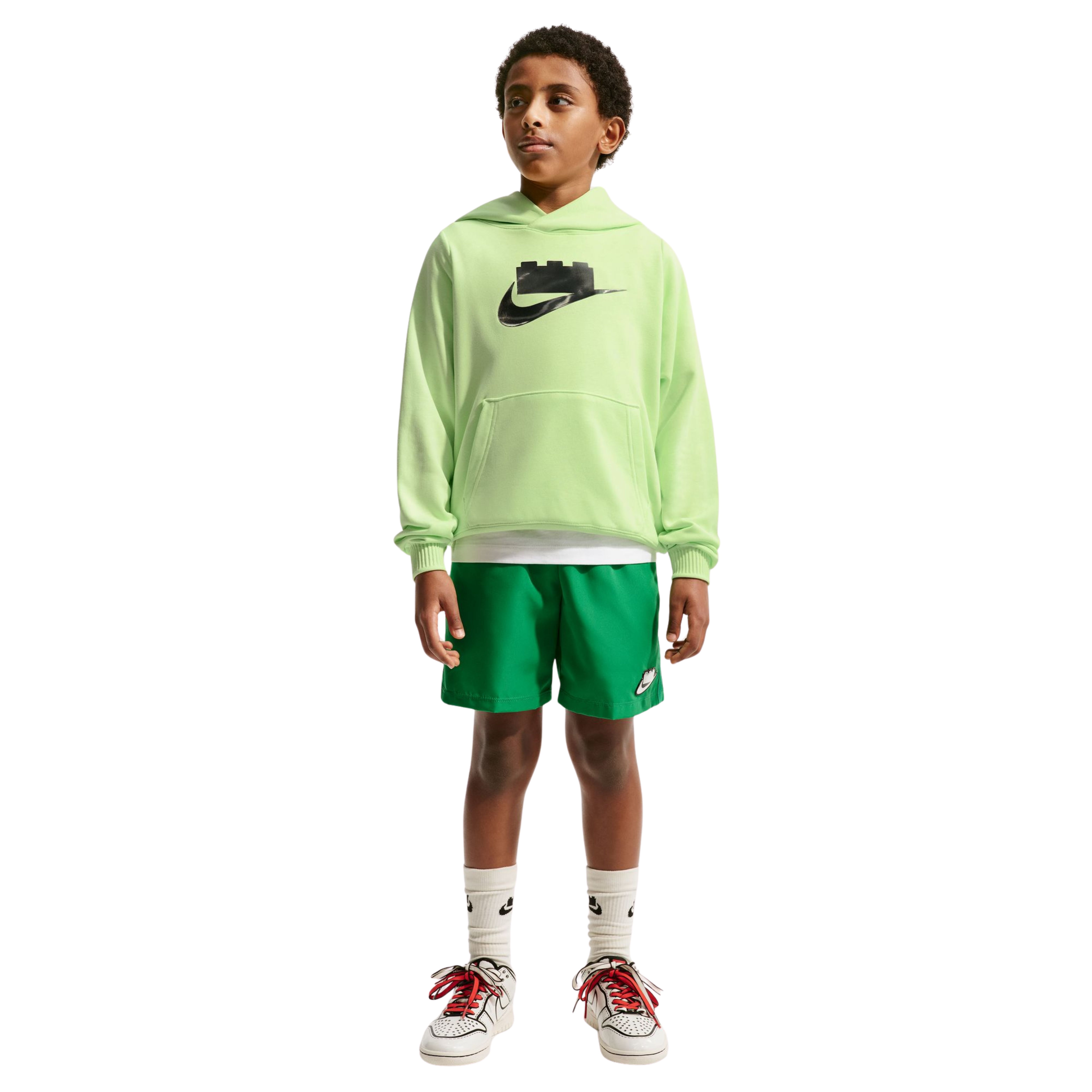 Bluza z kapturem dla starszych dzieci z kolekcji Nike x LEGO - limonkowa