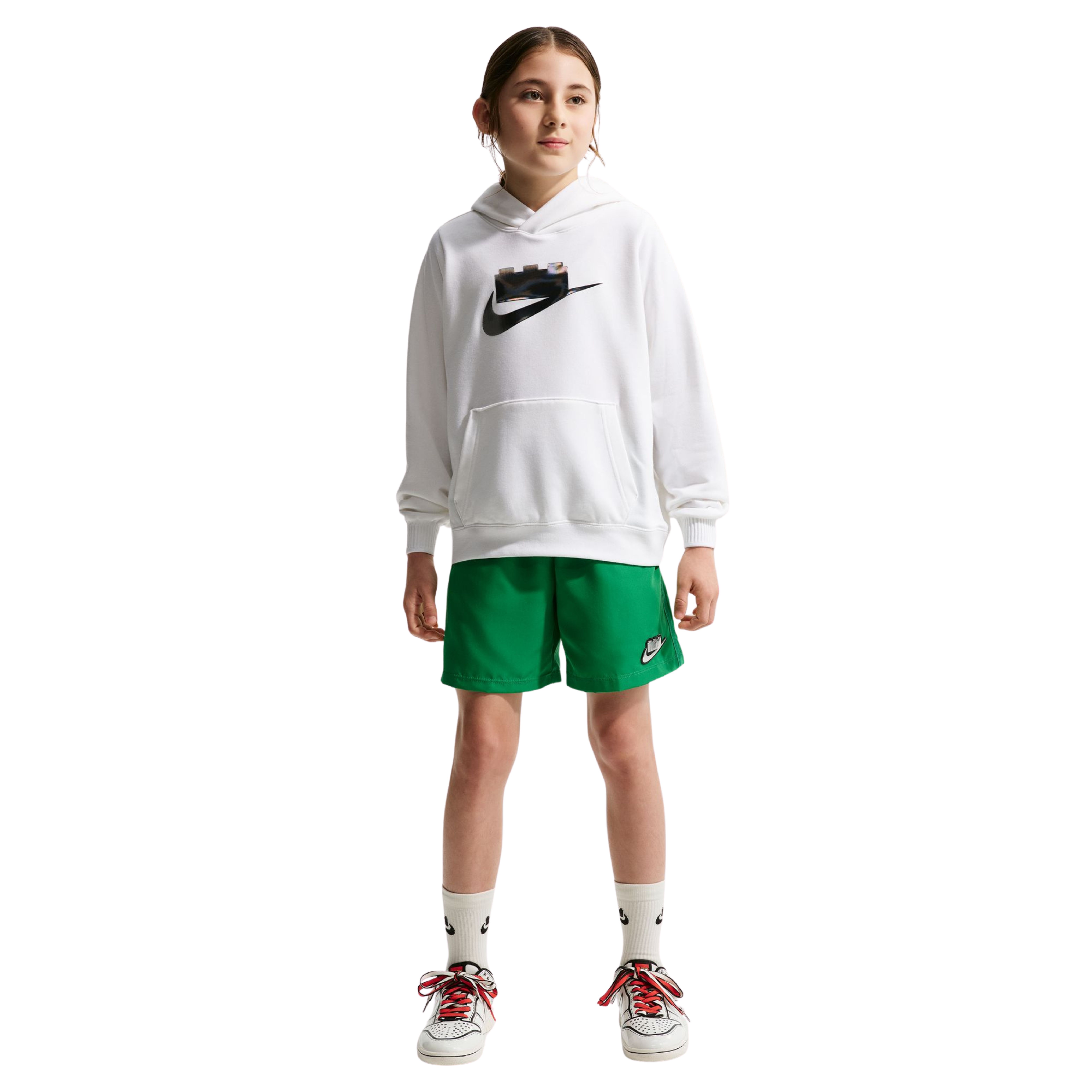 Bluza z kapturem dla starszych dzieci z kolekcji Nike x LEGO - biała