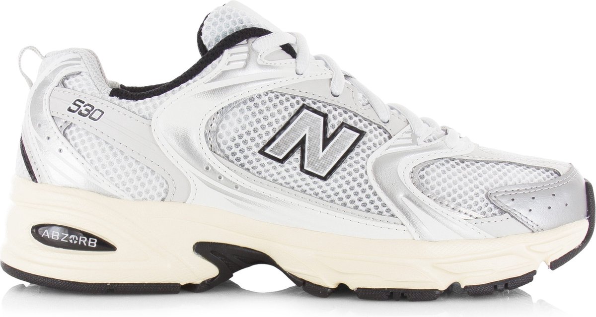 New Balance 530 Weiß Metallic-Silber Unisex Sneaker Silber-Metallic Schwarz MR530TA 45
