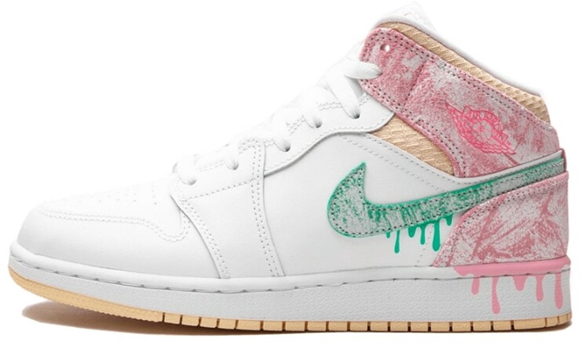 Air Jordan 1 Mid SE GS Ice Cream Kinder-Sneaker Weiß Arctic-Punch Pale-Vanilla DD1666-100 35.5