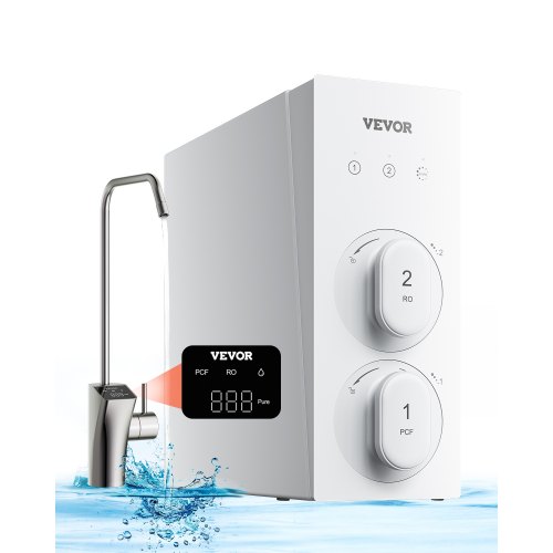 VEVOR omvänd osmossystem, 600 GPD 8-stegs tanklöst omvänd osmossystem, NSF-certifierad TDS-reduktion, vattenfiltreringssystem under diskbänken med smart display, 2:1 förhållande mellan renvatten och avlopp