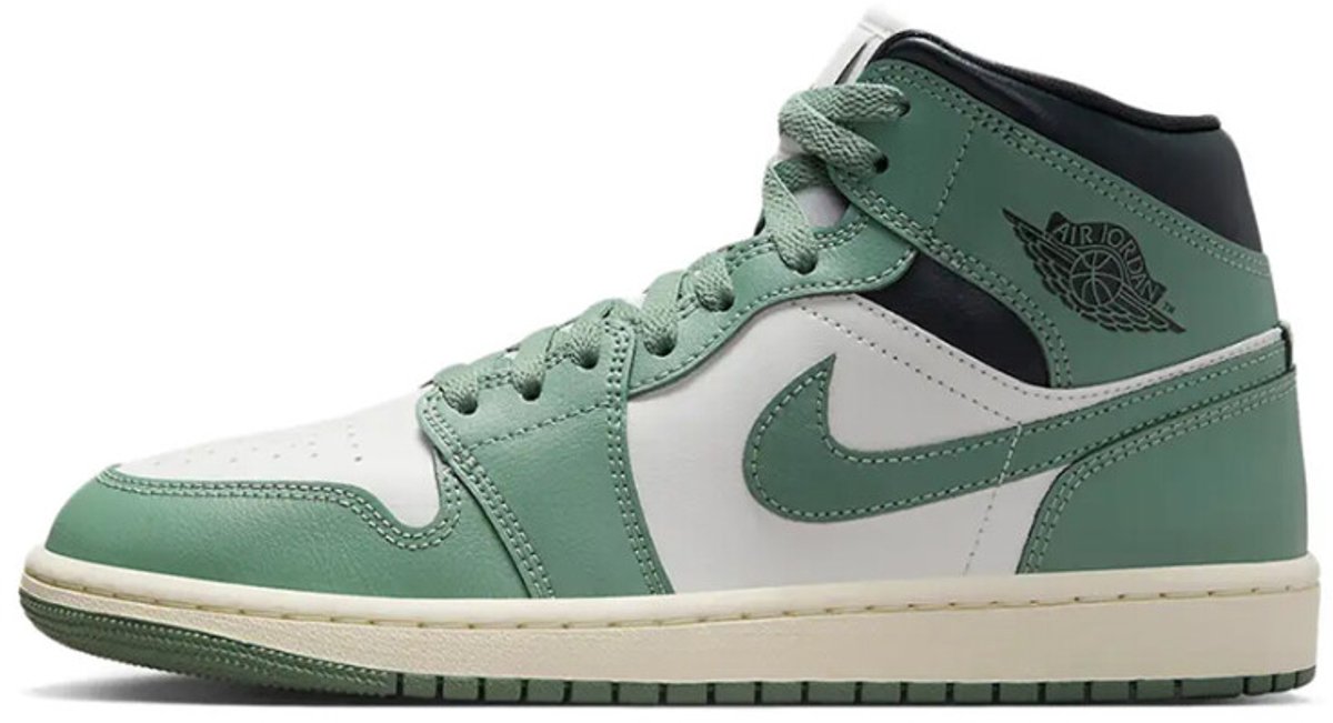 Air Jordan 1 Mid Jade Smoke Damen Sneakers Grün Segel Anthrazit BQ6472-130 36.5