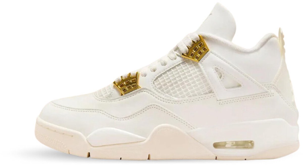 Air Jordan 4 Retro Metallic Gold Damen Sneakers Creme Segel Schwarz AQ9129-170 40.5