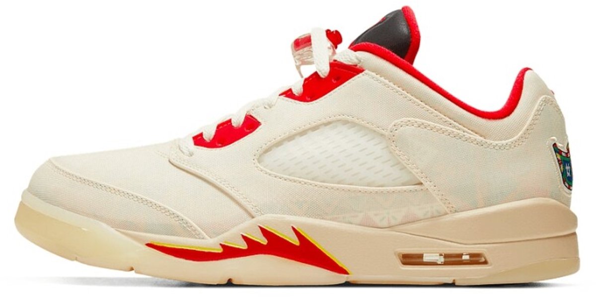 Air Jordan 5 Retro Low Chinesisches Neujahr 2021 Unisex-Sneakers Creme Sail Chile-Rot DD2240-100 35.5