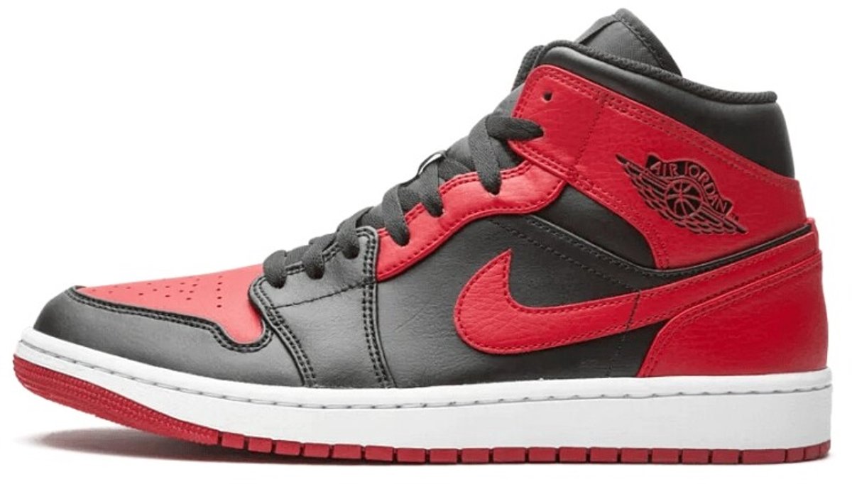 Air Jordan 1 Mid Banned Herren Sneaker Rot Schwarz University-Rot 554724-074 40.5