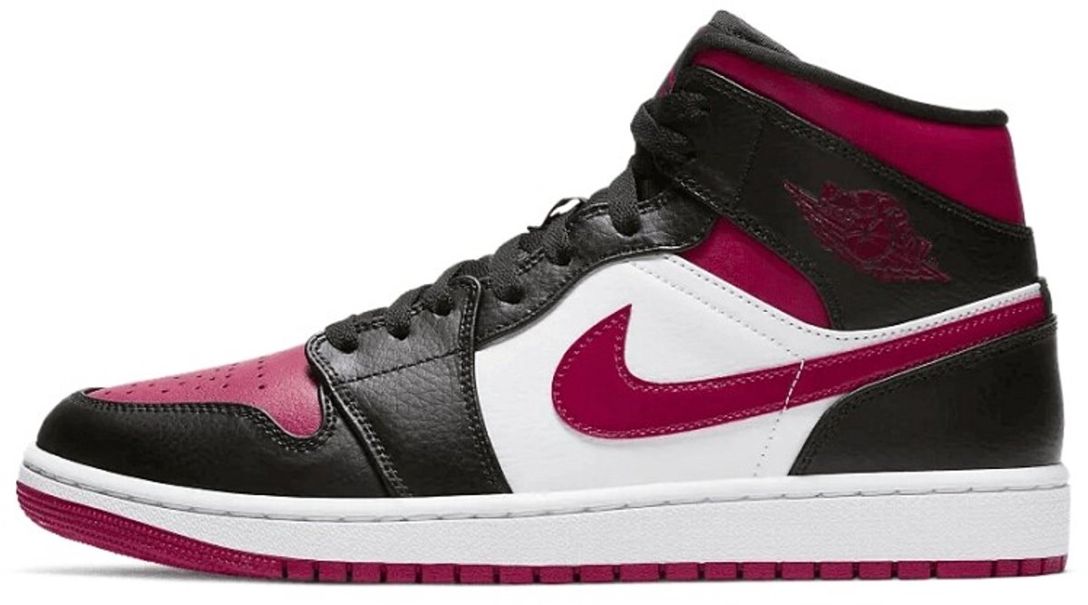 Air Jordan 1 Mid Noble Red Herren Sneaker Schwarz Weiß 554724-066 44