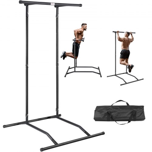 VEVOR Power Tower Dip Station, höjdjusterbart pull-up-stativ i 2 nivåer, multifunktionell styrketräningsutrustning, hemmagym, viktkapacitet 220 kg, svart