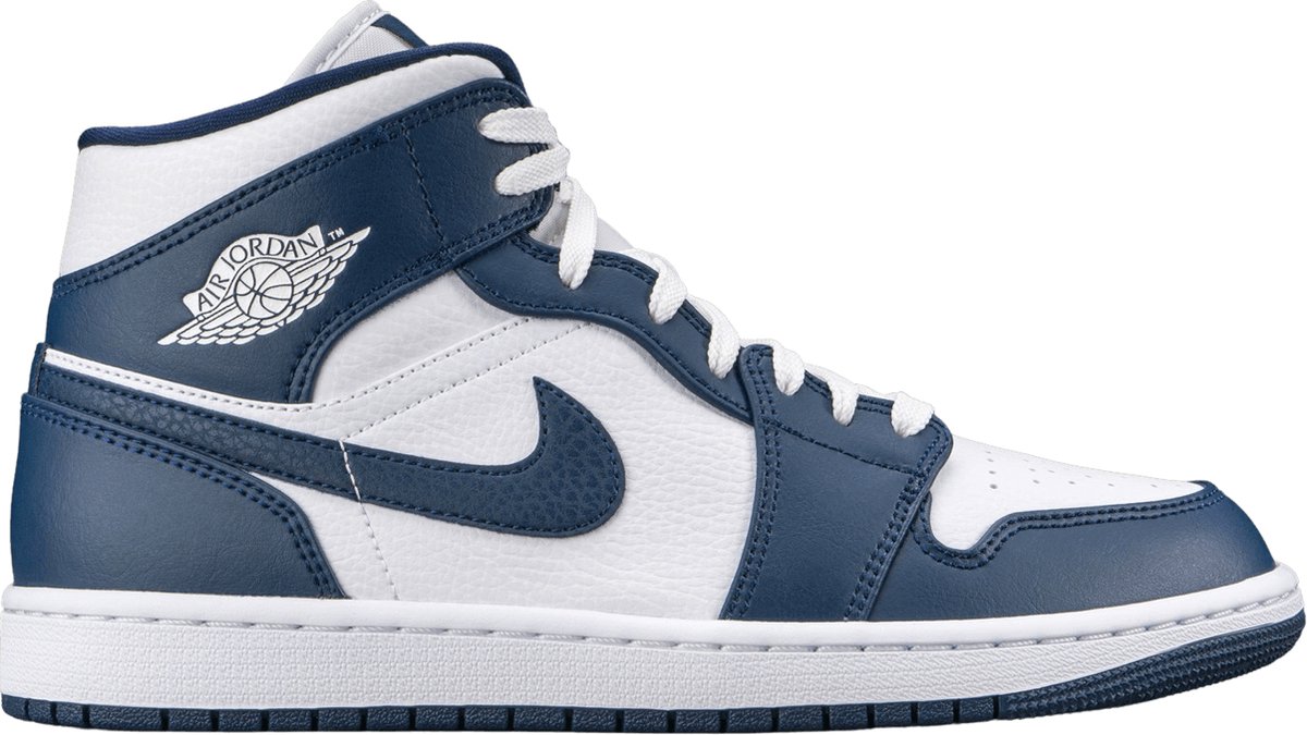 Air Jordan 1 Mid Obsidian Herren Sneaker Blau Weiß Obsidian-Metallic-Gold 554724-174 42