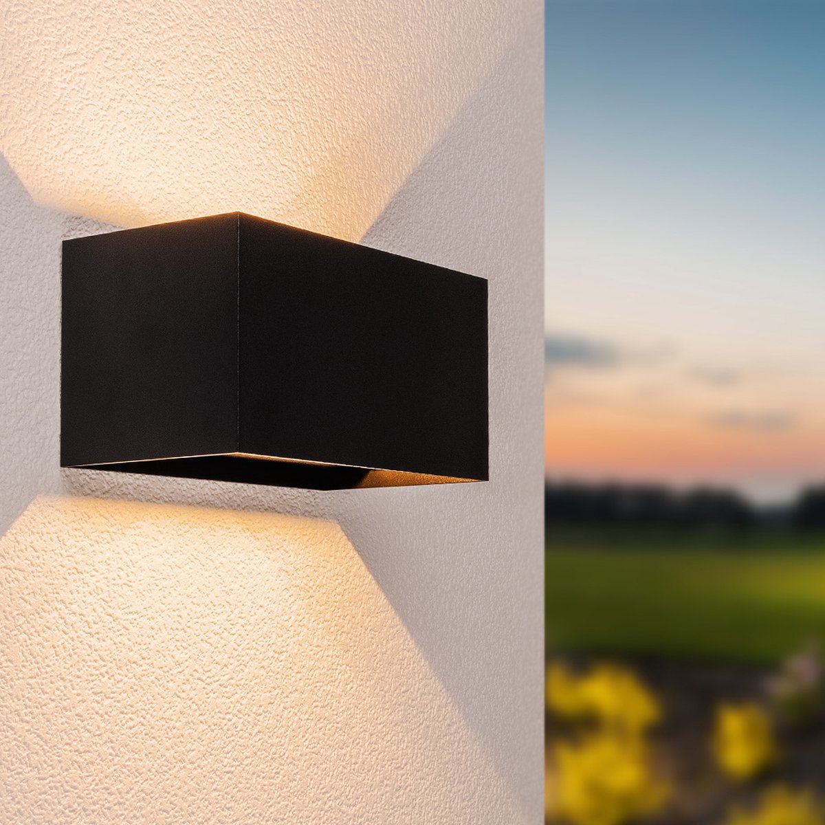 HOFTRONIC™ - LED Wandleuchte Kansas doppel 12 Watt 3000K IP65 Beidseitig leuchtend Schwarz