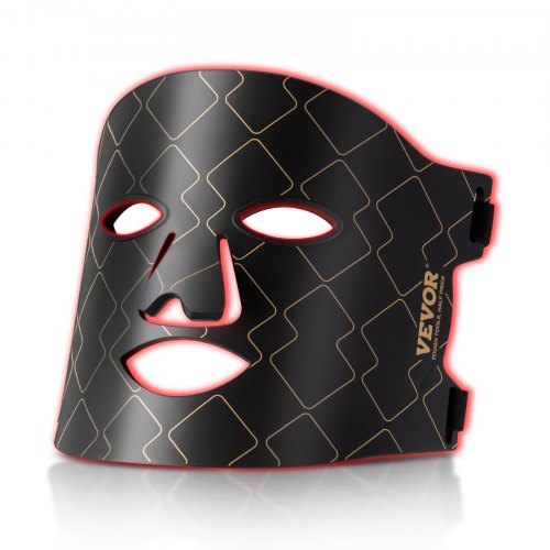 VEVOR Rödljusterapi för ansiktet, Rödljusterapimask med 3 våglängder och 3 intensitetsnivåer, LED-ansiktsmask, Ljusterapi, Bärbar ansiktsvårdsapparat för hudhälsa, Anti-aging rynkor