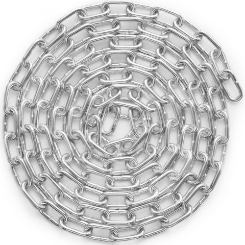 VEVOR Proof Spiralkedja, 3/16" x 10', 1100 lbs säker arbetsbelastning, förzinkad, testad, förzinkad, provad, med två snabblänkar, galvaniserad kolstålslänkkedja för bogsering, upphängning, camping, husdjursbogsering