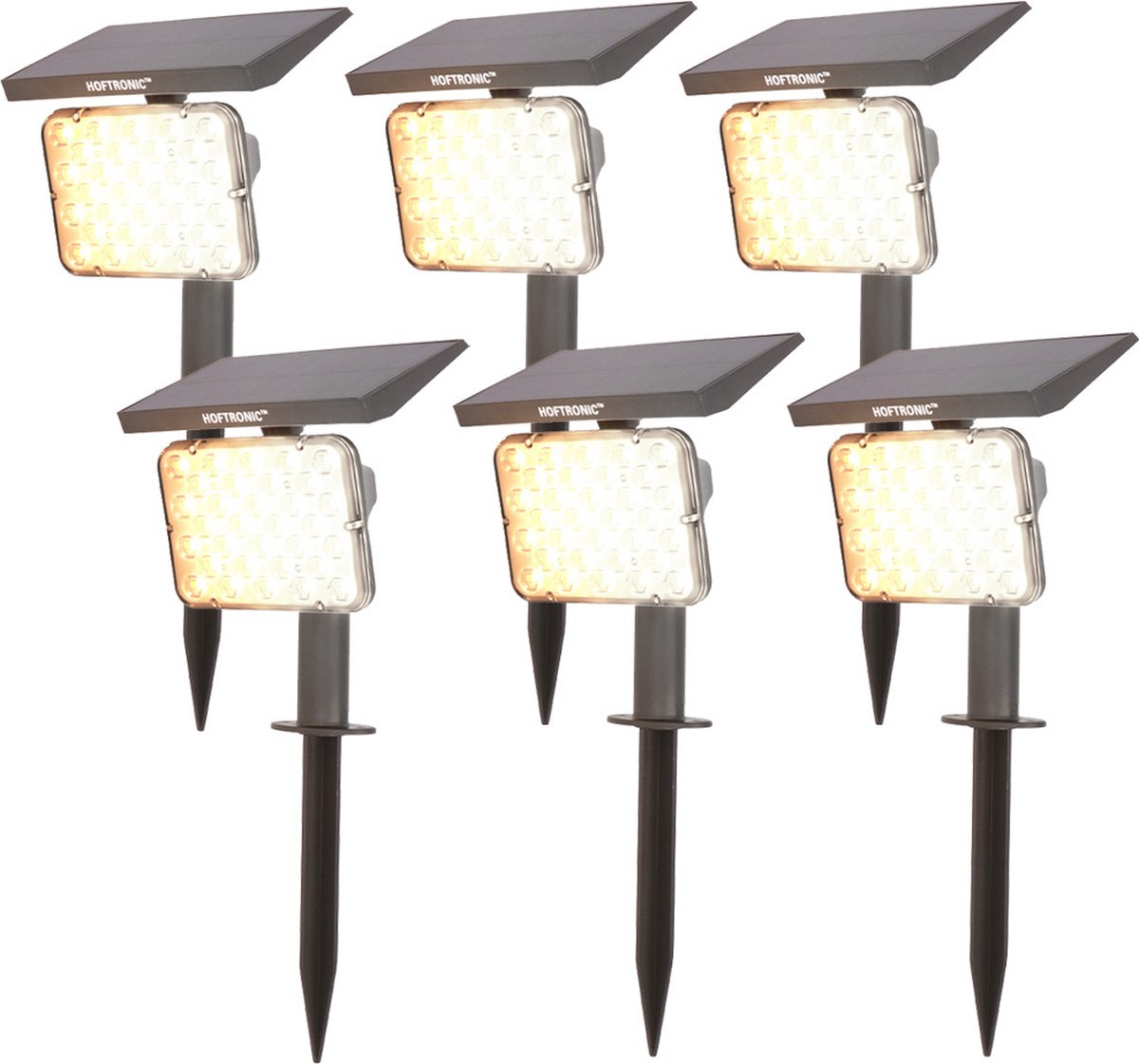 HOFTRONIC™ - 6x Eagle LED Solar Gartenleuchte mit Erdspieß 3000K Warmweiß IP65