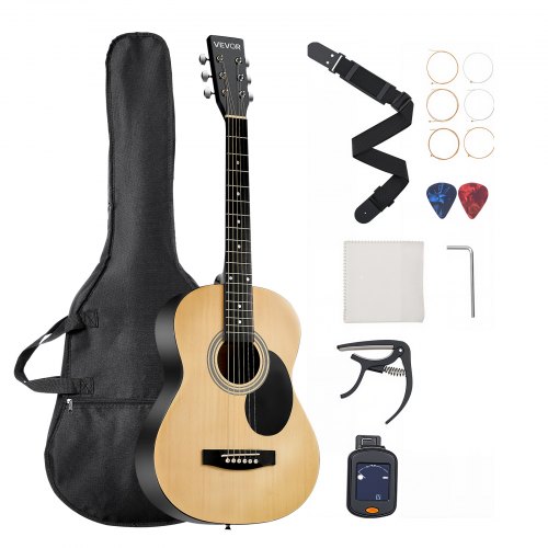 VEVOR 36 tum / 914,4 mm Dreadnought Akustisk Gitarr Natural Nybörjarpaket Gigbag för Tonåringar