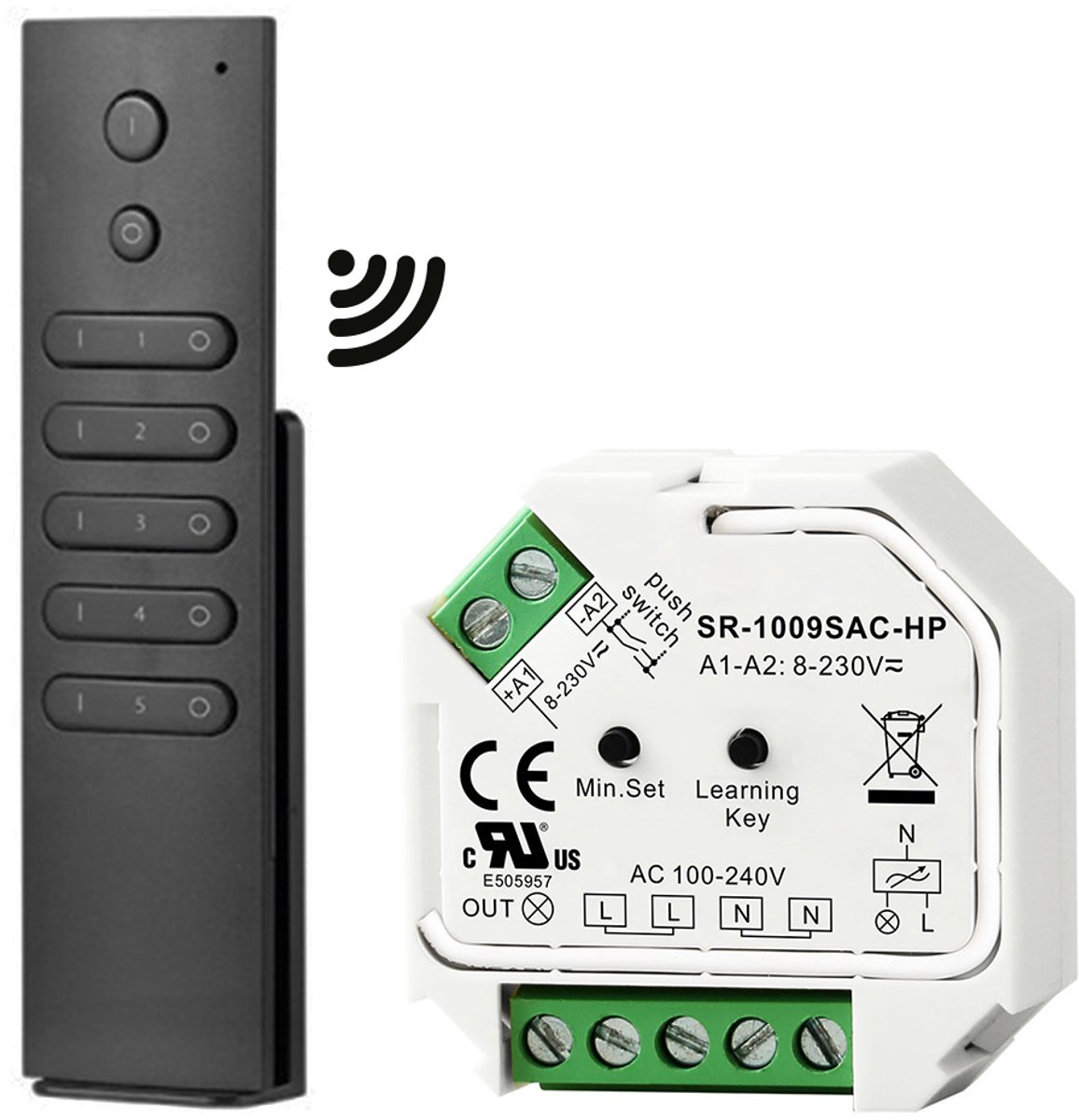 HOFTRONIC™ - Mini-LED-Dimmer/Empfänger - Kabellos - Inklusive Fernbedienung - maximal 400 Watt
