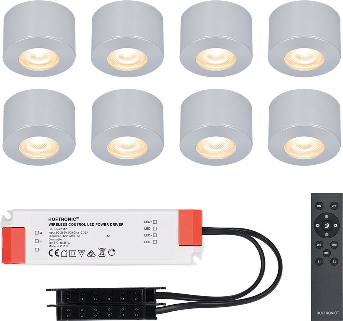 HOFTRONIC™ - Komplettset 8x3W dimmbare LED-Ein/Aufbaustrahler Navarra IP44