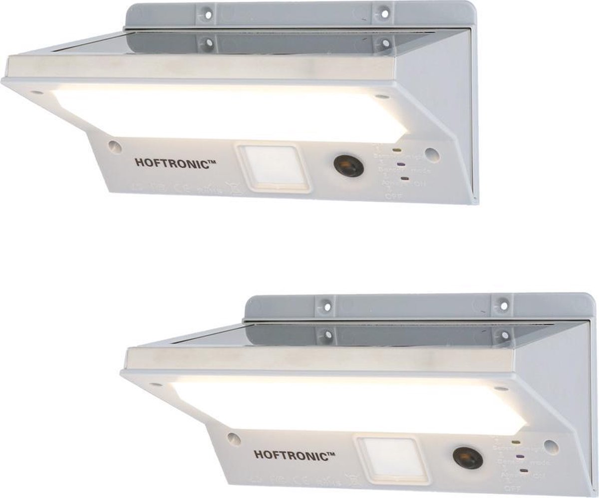 HOFTRONIC™ - 2x Burley LED Solar Wandleuchte mit Bewegungssensor 3 Lichtmodi 21 LEDS 3000K warmweiß