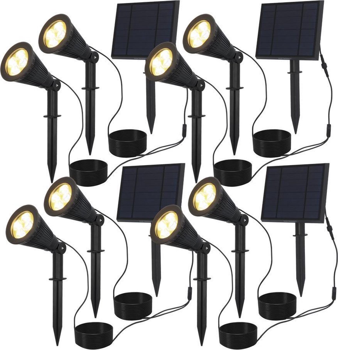 HOFTRONIC™ - 4x Solar Gartenstrahler Bend Duo mit separatem Solarsystem