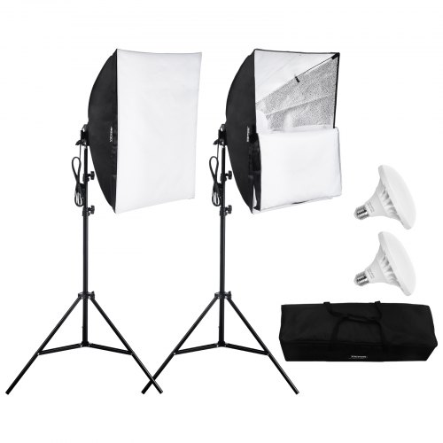 VEVOR Softbox-belysningskit 60x60 cm / 24x24 tum 30W 5500K LED-lampor Justerbart stativ