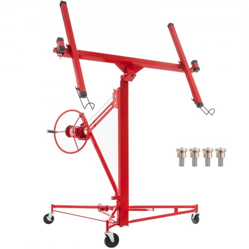 VEVOR Drywall Rolling Lifter Panel, 11ft Sheetrock Lift Drywall Lift, 150lb Viktkapacitet Panel Hiss Jack Tool, stålmaterial med teleskoparm och 3 låsbara hjul, 48x192 i gipsskiva storlek