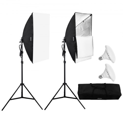 VEVOR Softbox-belysningskit 50x70 cm / 20x28 tum 30W 5500K LED-lampor Justerbart stativ