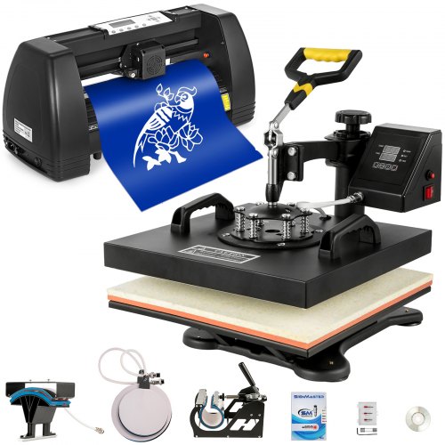 5 In1 Heat Press 15"x15" Vinyl Cutter Plotter 14" Desktop Backlight T-shirt
