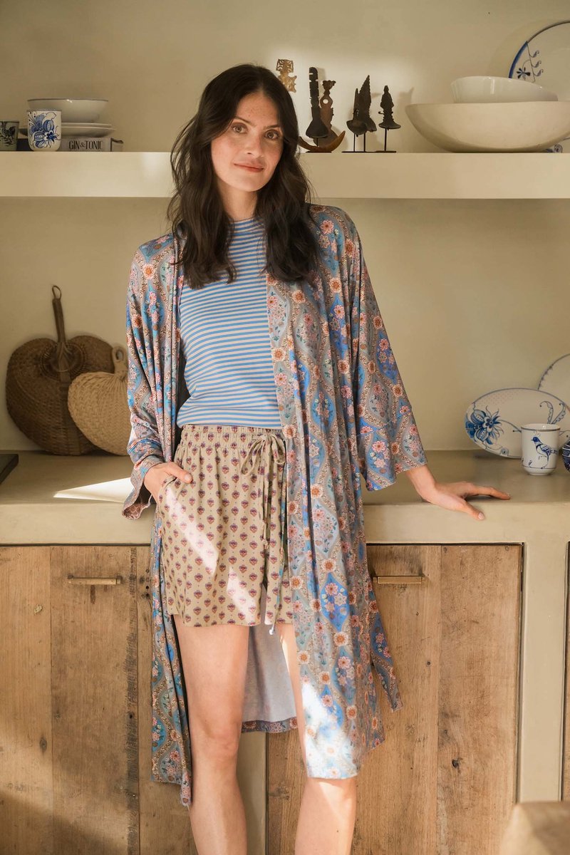 Pip Studio Bob Kurze Hose Jaipur Flower Khaki/Blau L - Offizieller Webshop