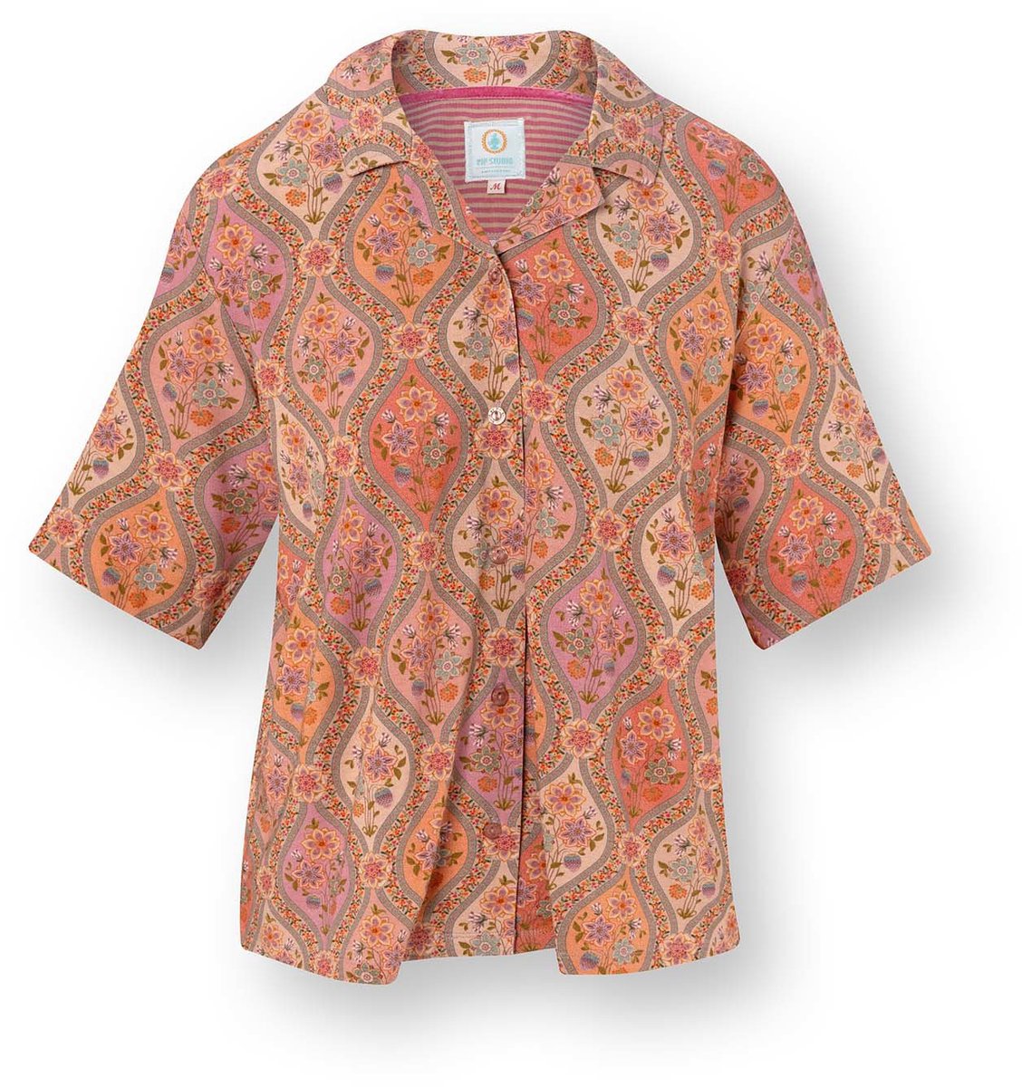 Pip Studio Flora Top Kurze Ärmeln Ornamento Orange XL - Offizieller Webshop