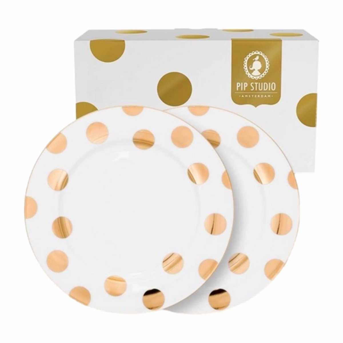 Pip Studio Set/2 Essteller Dot Delight Weiß/Gold 26.5cm - Offizieller Webshop
