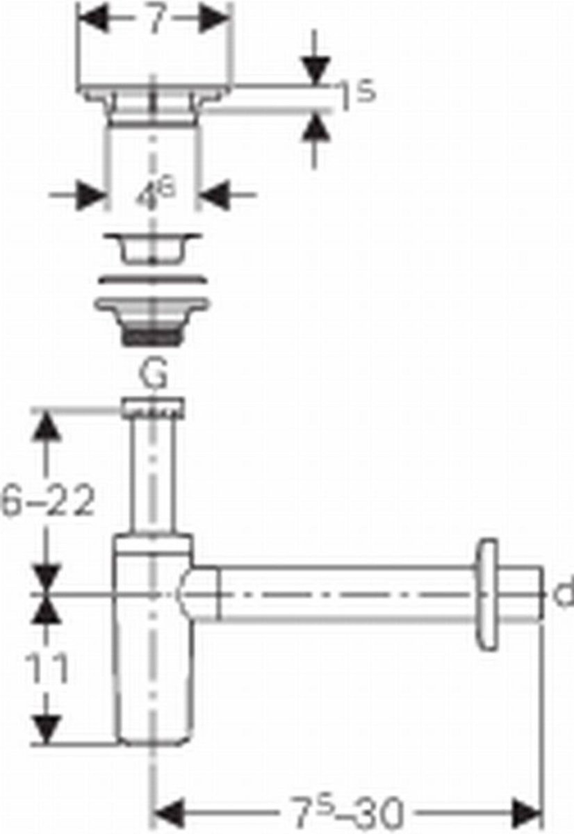 Geberit Waschtischsiphon mit Wandrohr Chrom