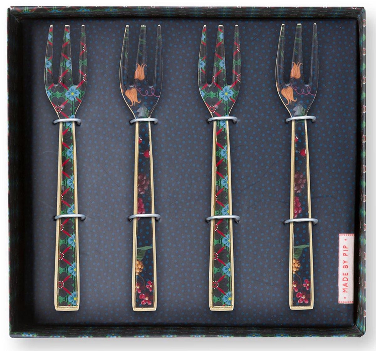 Pip Studio Set/4 Kuchengabeln Emailliert Berry Blues - Offizieller Webshop