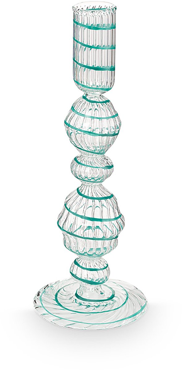 Pip Studio Kerzenständer Glas Strudel Hellblau 22cm - Offizieller Webshop