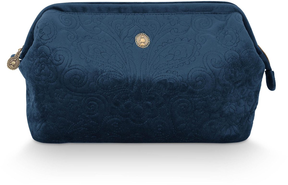 Pip Studio Kosmetiktasche Extra Gross Samt Quiltey Days Blau - Offizieller Webshop