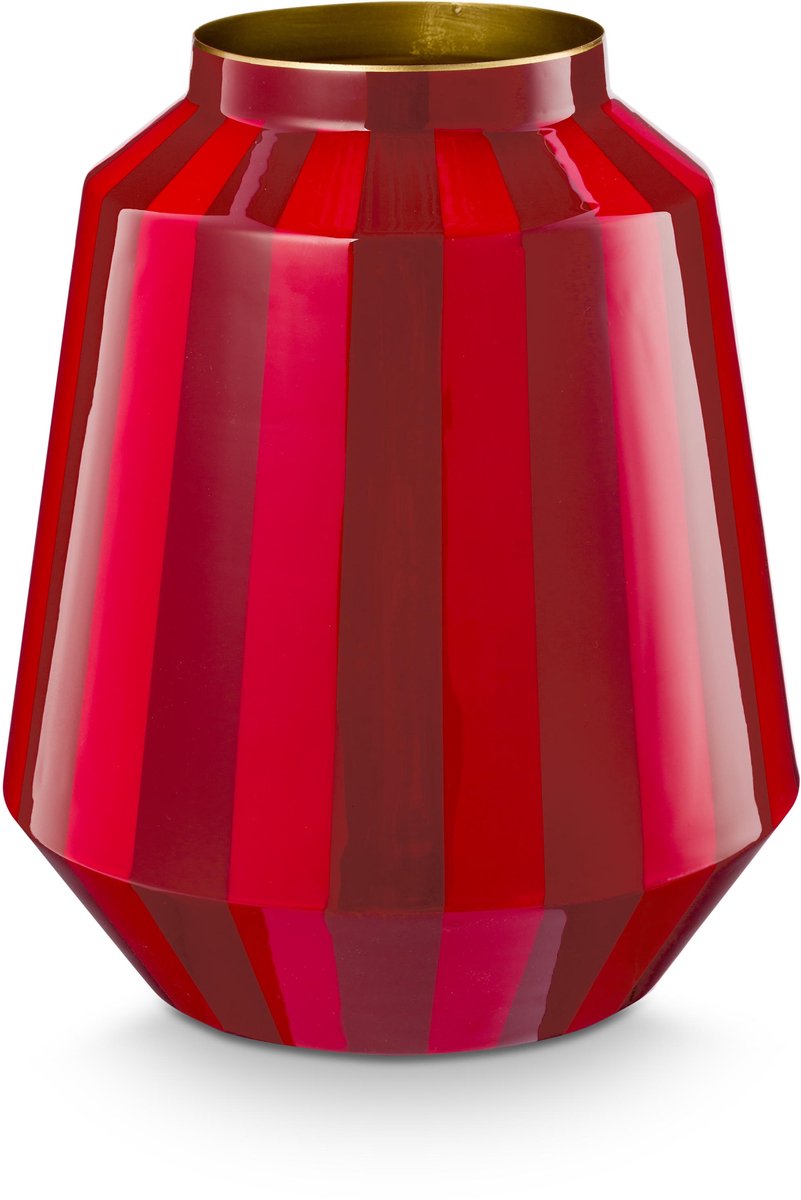 Pip Studio Vase Metall Streifen Dunkelrot 29cm - Offizieller Webshop