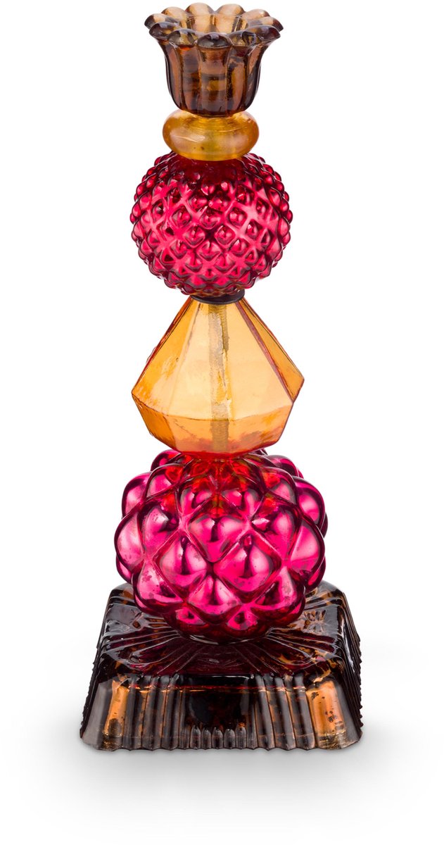 Pip Studio Kerzenständer Glas Perlen Rot/Gelb 23.5cm - Offizieller Webshop