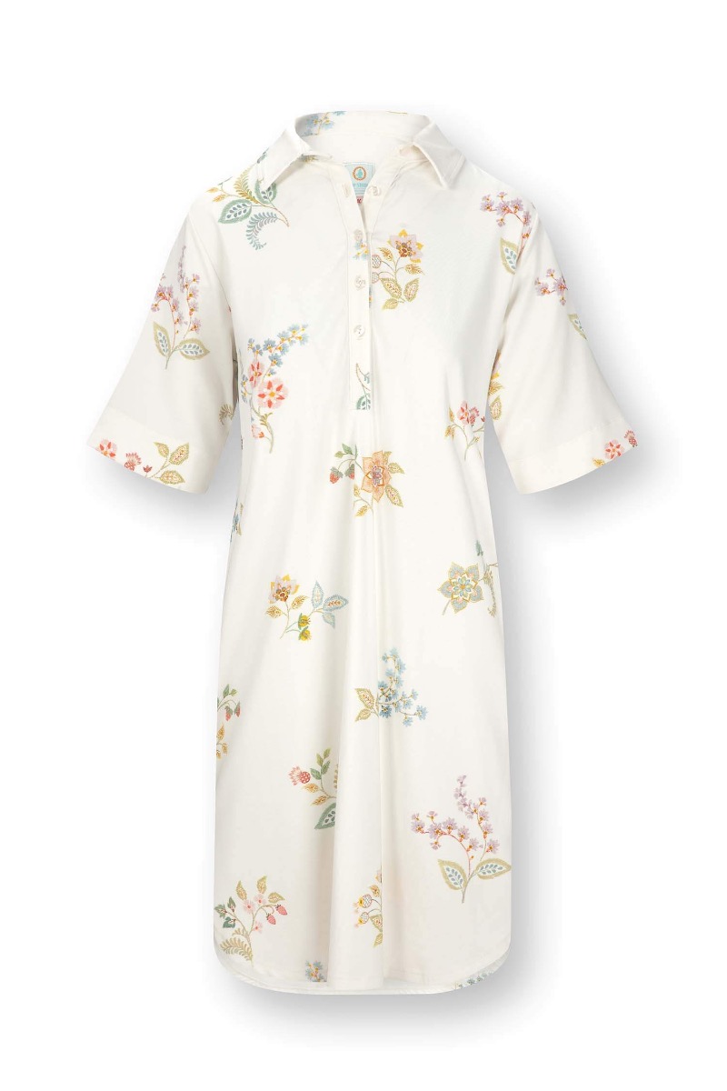 Pip Studio Dewi Nachthemd Kurze Ärmeln Blossom Chique Weiss XXL - Offizieller Webshop