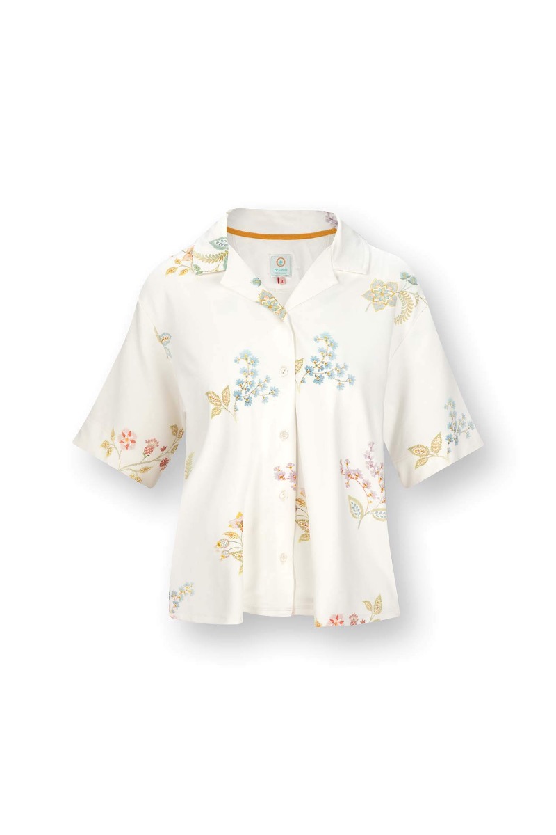 Pip Studio Flora Top Kurze Ärmeln Blossom Chique Weiss M - Offizieller Webshop