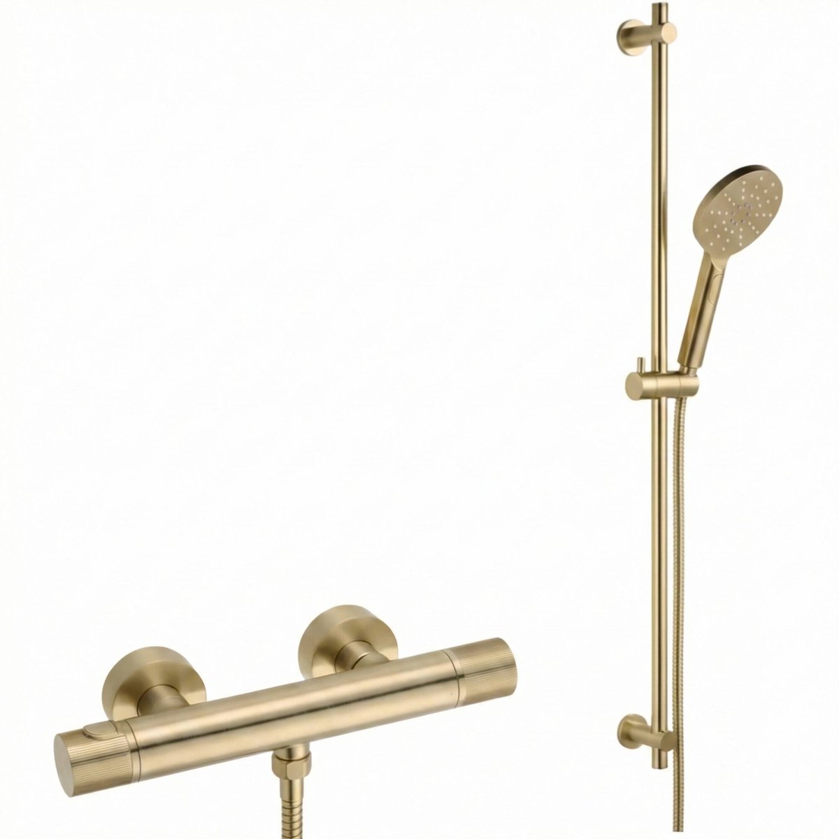Ben Engraved Line Thermostat Duschgarnitur Ø12cm Gebürstetes Messing