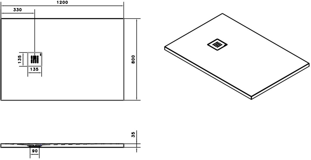 Aco ShowerDrain Floor Duschboden 80x120x3,5 cm Achatgrau
