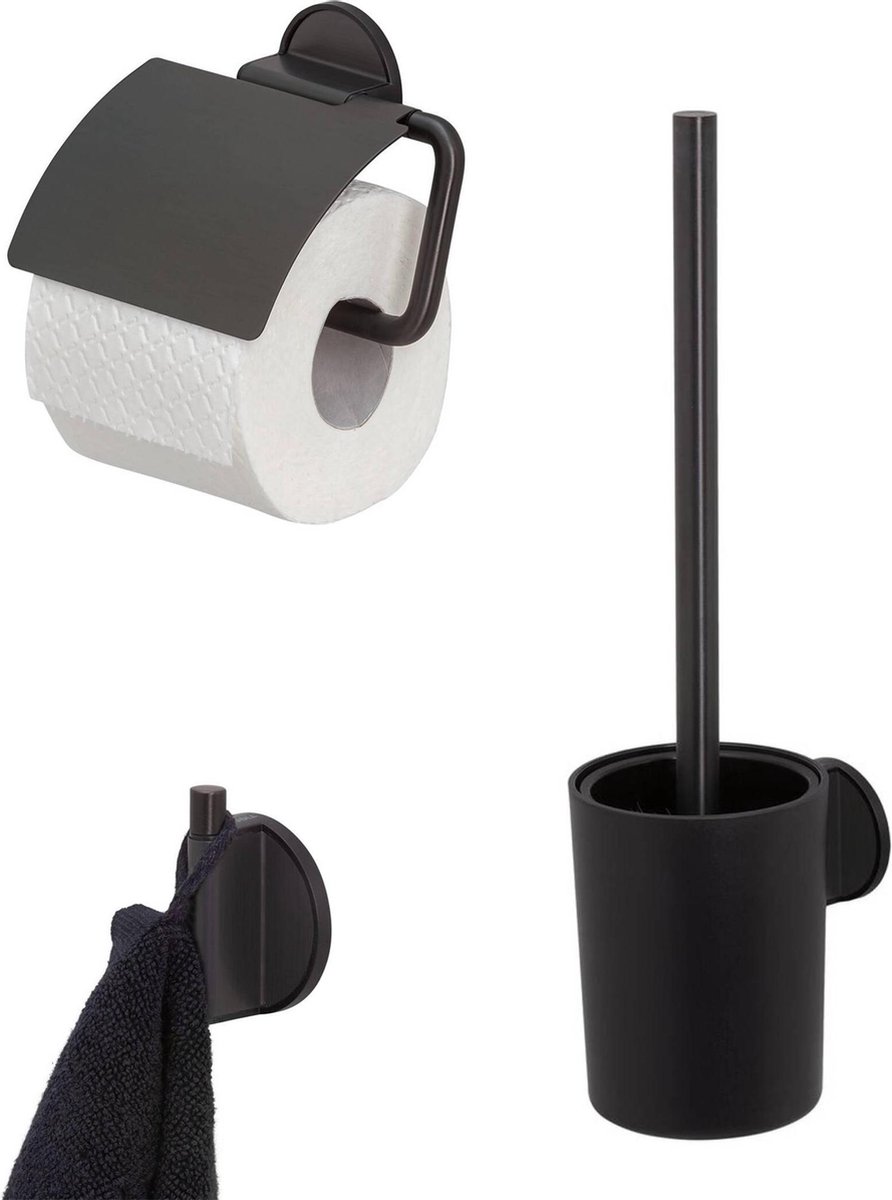 Tiger Tune Toiletzubehör Set 3-teilig hängend Schwarz gebürstet/Schwarz