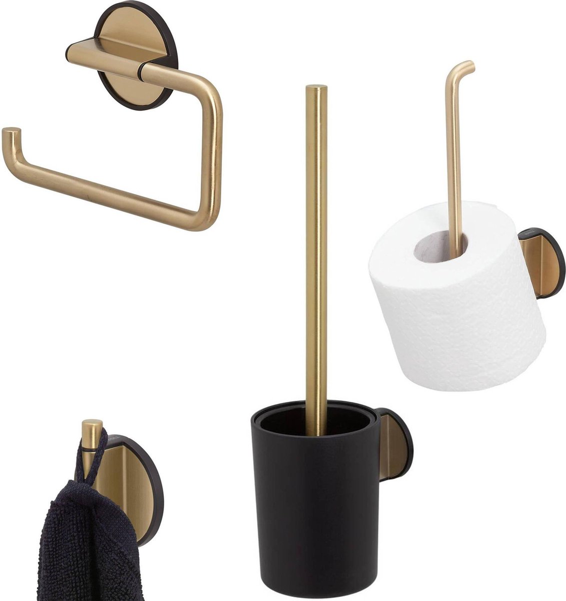 Tiger Tune WC-Zubehör-Set 4-teilig Wandnd Messing gebürstet/Schwarz