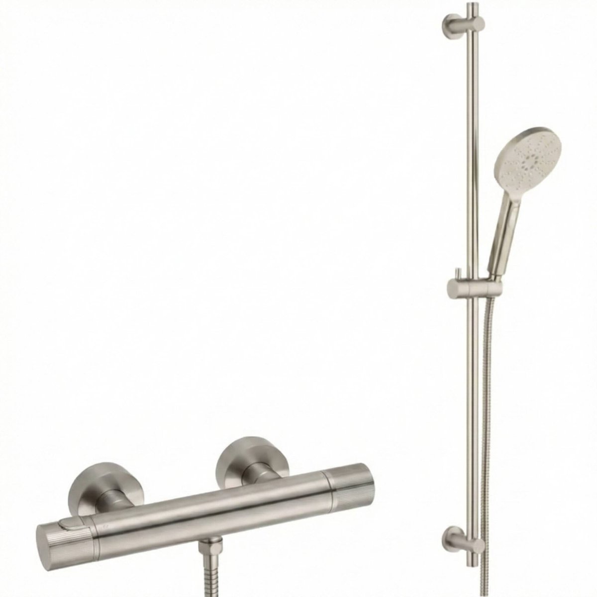 Ben Engraved Line Thermostat Duschgarnitur Ø12cm Edelstahl-Optik