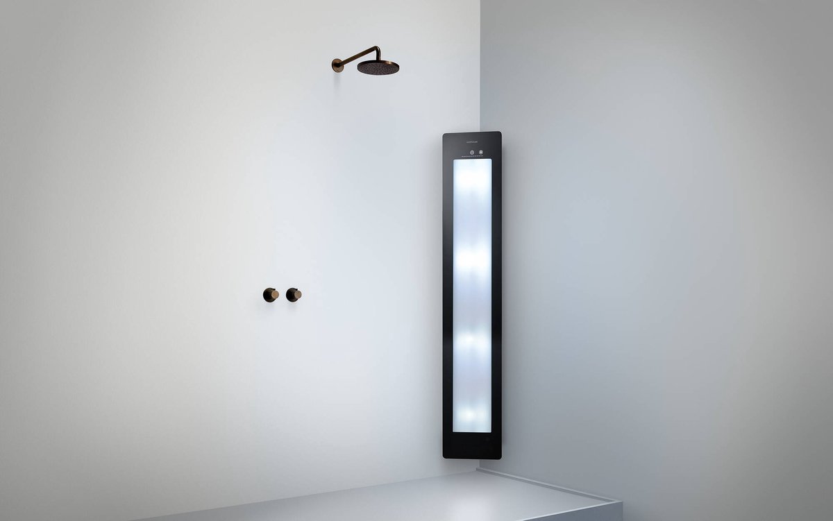 Sunshower Round Line Plus L Aufputz Eckmontage Infrarot und UV-Licht Black