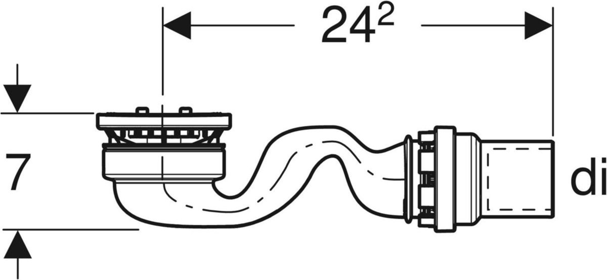 Geberit Sestra Duschsiphon Wasserschlosshöhe 30 mm Ablauf